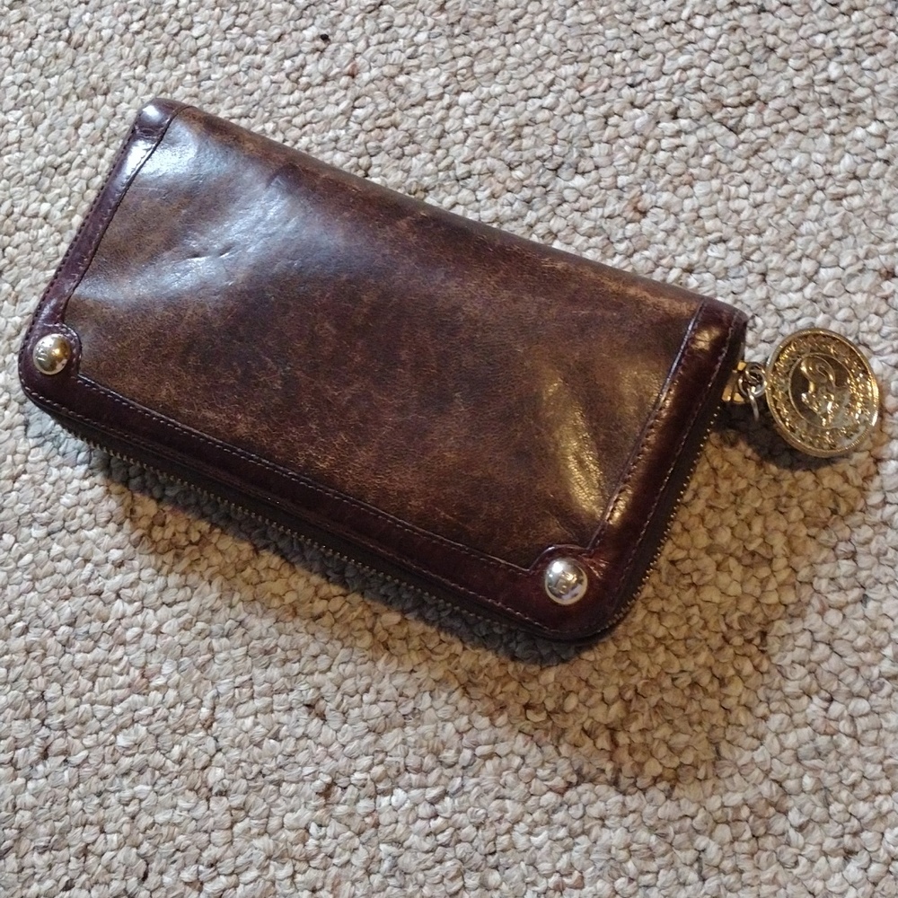 Fendi Wallet Matches Bag brown Leather Zip-Around Wallet with Coin Charm